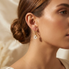 Lou - Boucles d'oreilles créoles perles blanches & acier doré