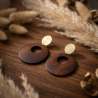 Palma - Boucles d'oreilles bois acier inoxydable doré