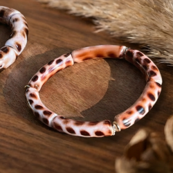 Jungle - Bracelet jonc perles acryliques motif léopard