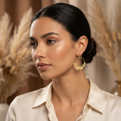 Ysé - Boucles d'oreilles créoles acier doré perles dorées